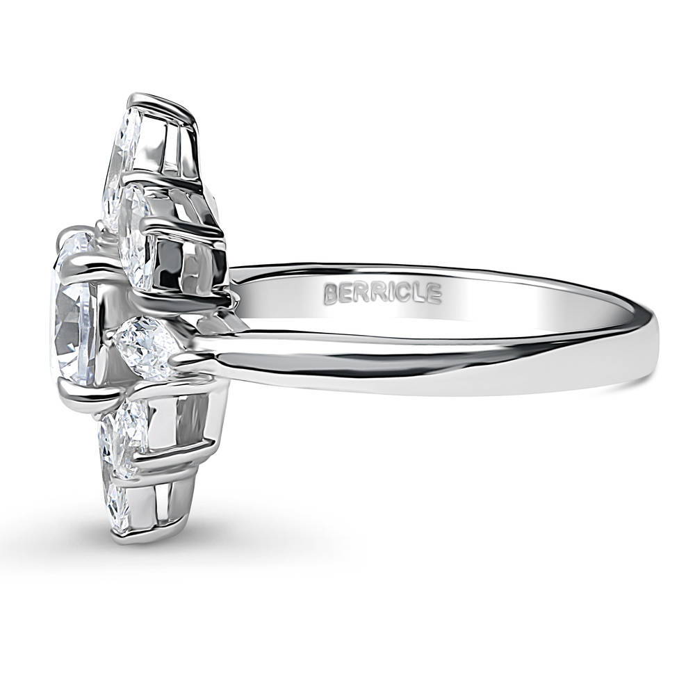 Angle view of Solitaire Art Deco 1.25ct Round CZ Statement Ring in Sterling Silver