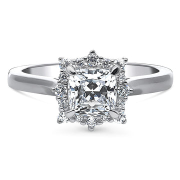 Sunburst Halo CZ Ring in Sterling Silver