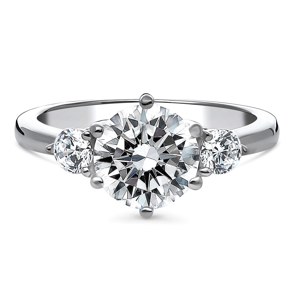 3-Stone 2ct CZ Ring in Sterling Silver, 1 of 12