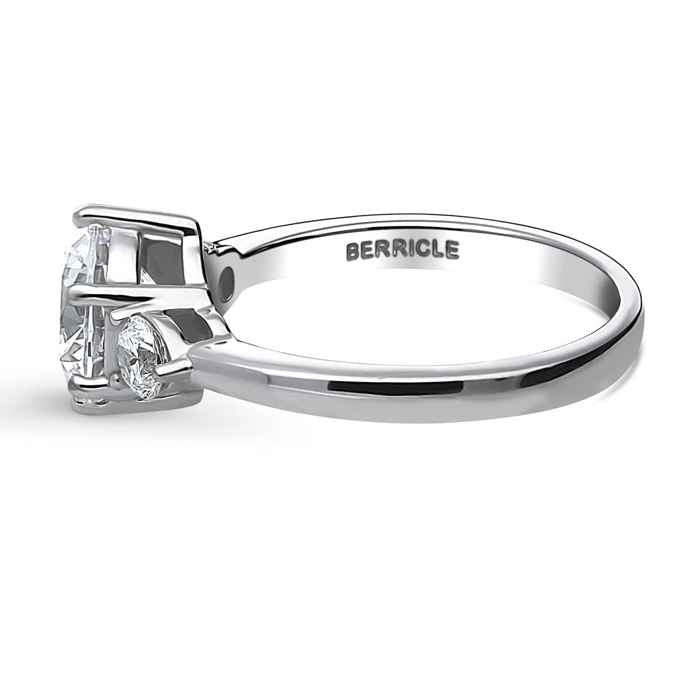 Angle view of 3-Stone Round CZ Ring in Sterling Silver, 5 of 12