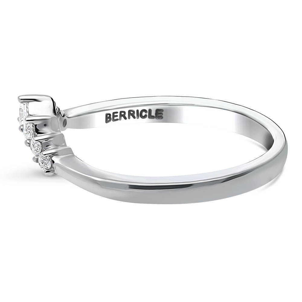 Angle view of Wishbone 7-Stone CZ Curved Band in Sterling Silver