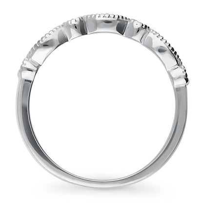 Milgrain Art Deco Crown Set CZ Eternity Ring in Sterling Silver