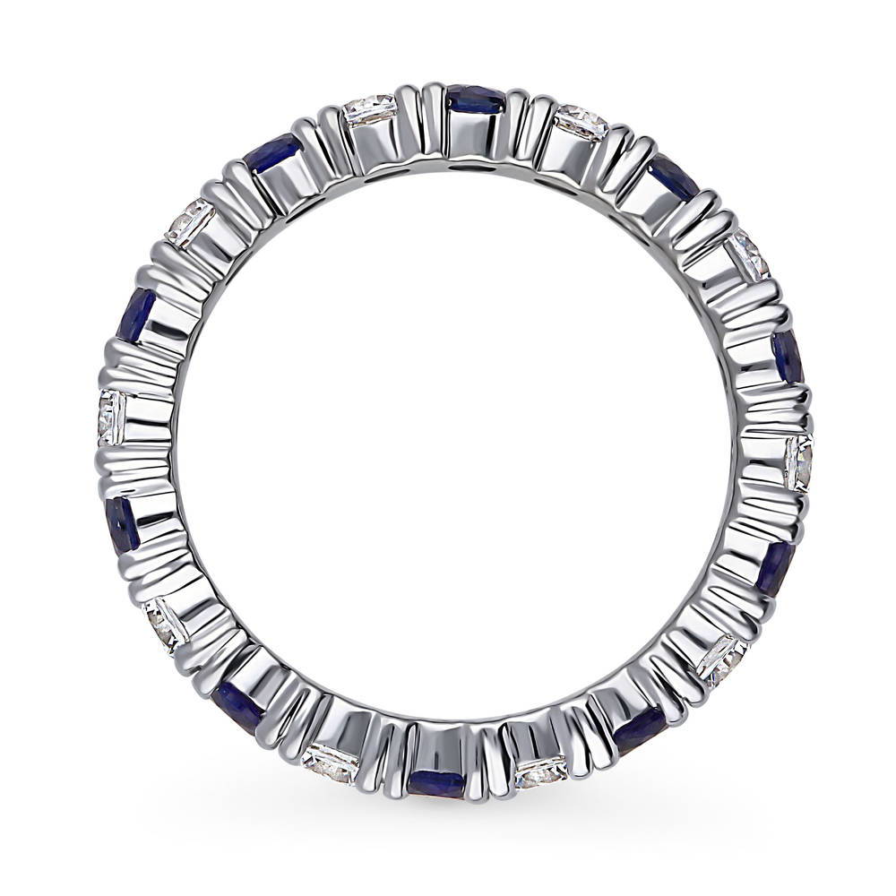 Angle view of Simulated Blue Sapphire CZ Eternity Ring in Sterling Silver, 5 of 11