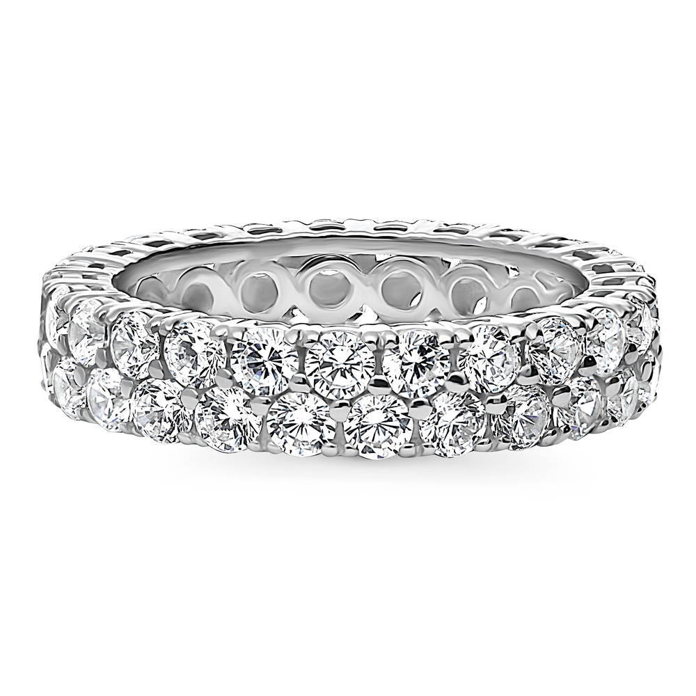 Pave Set CZ Eternity Ring in Sterling Silver, 1 of 9