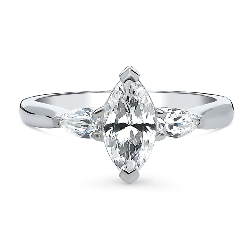 3-Stone Marquise CZ Ring in Sterling Silver, 1 of 9