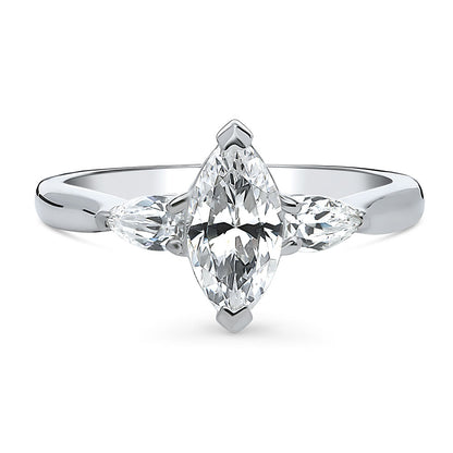 3-Stone 1ct Marquise CZ Ring in Sterling Silver