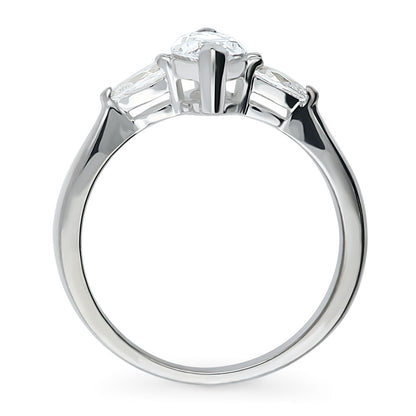 3-Stone 1ct Marquise CZ Ring in Sterling Silver