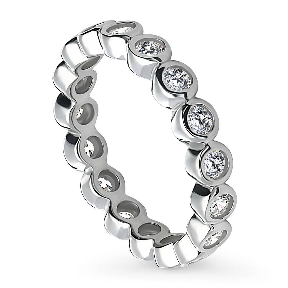 Bubble Bezel Set CZ Eternity Ring in Sterling Silver