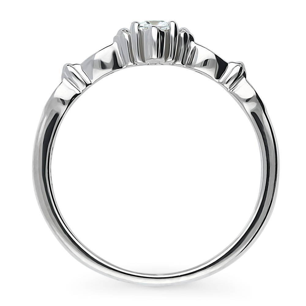 Solitaire Bead Princess CZ Ring in Sterling Silver 0.18ct