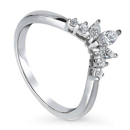 Flower 7-Stone Wishbone CZ Band in Sterling Silver