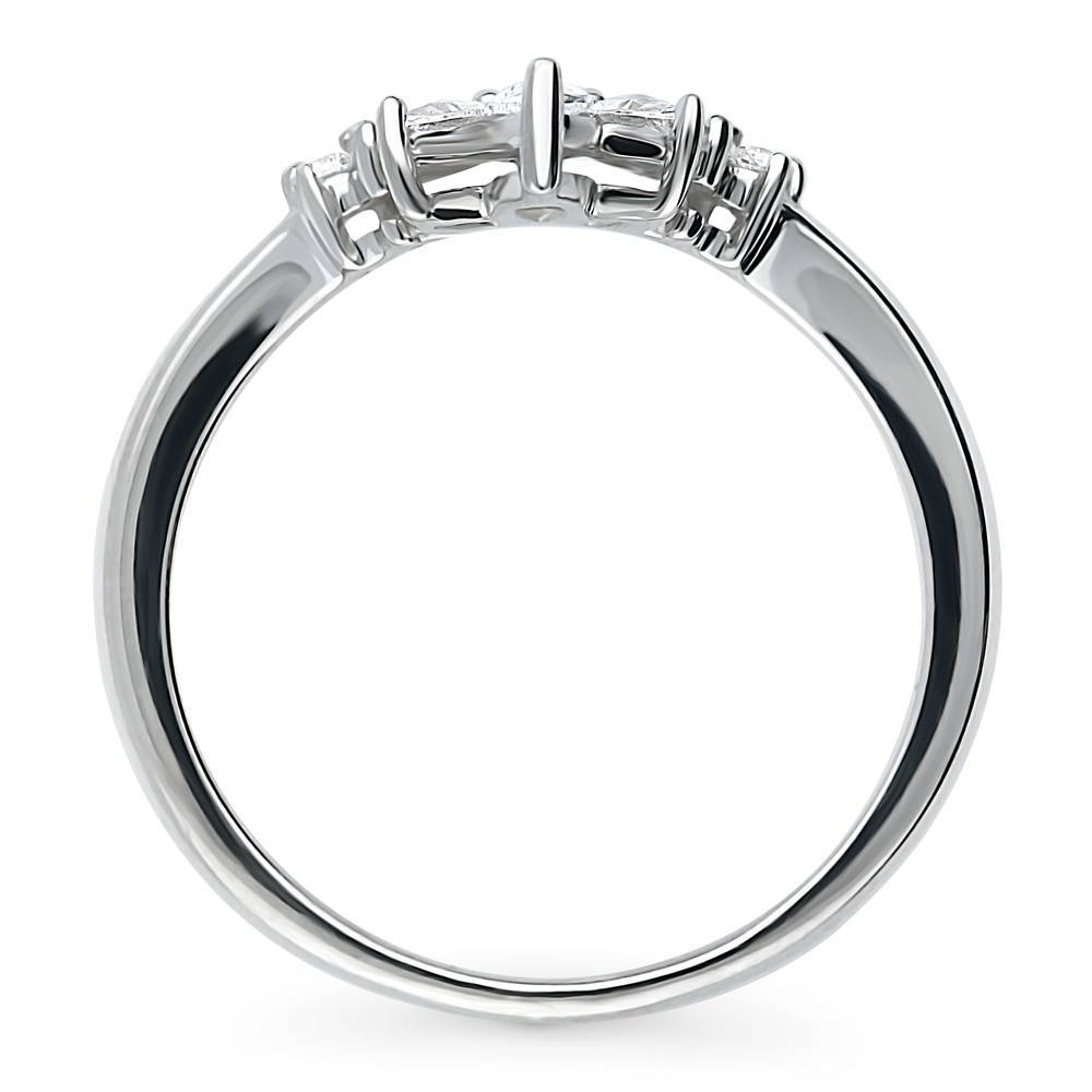 Flower 7-Stone Wishbone CZ Band in Sterling Silver