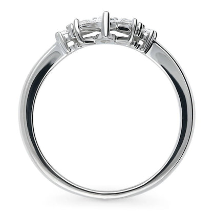 Flower 7-Stone Wishbone CZ Band in Sterling Silver