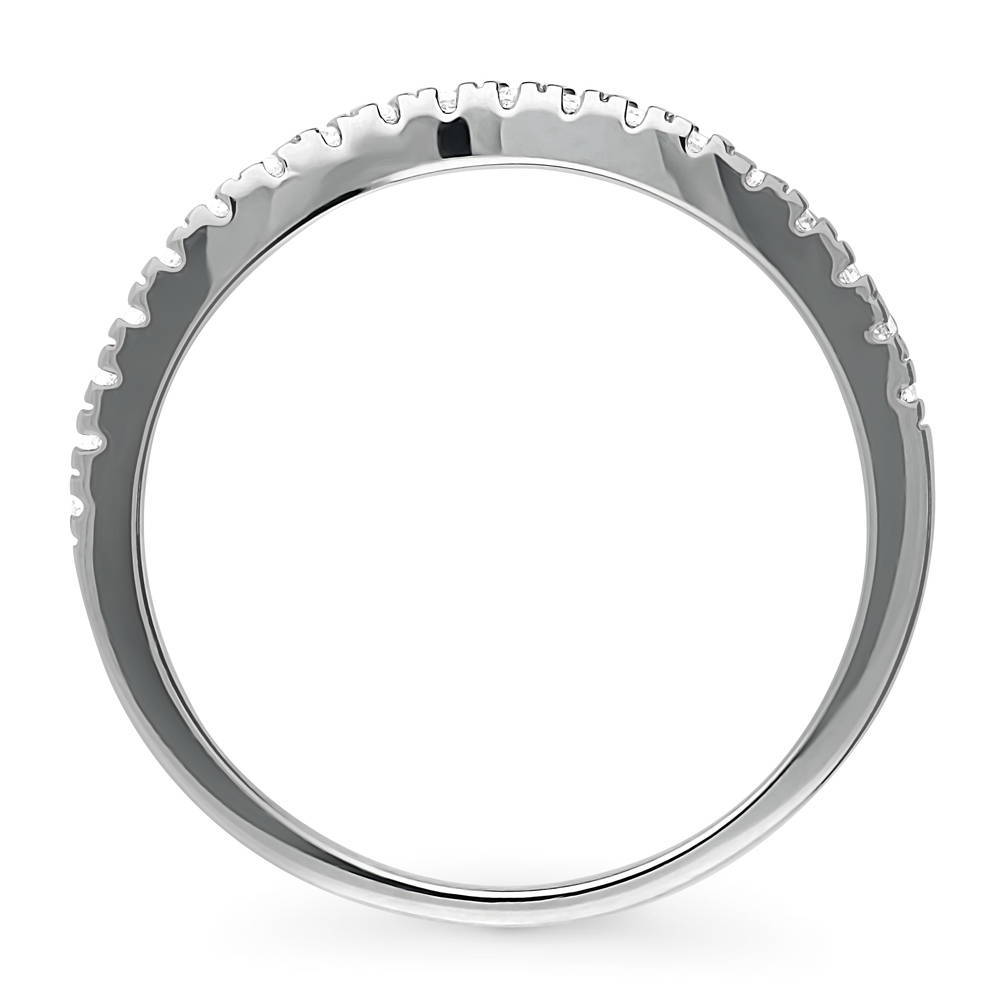 Alternate view of Wishbone CZ Curved Half Eternity Ring in Sterling Silver, 8 of 9