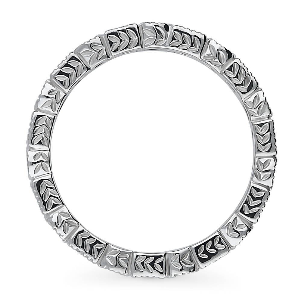 Art Deco Milgrain Bezel Set CZ Eternity Ring in Sterling Silver