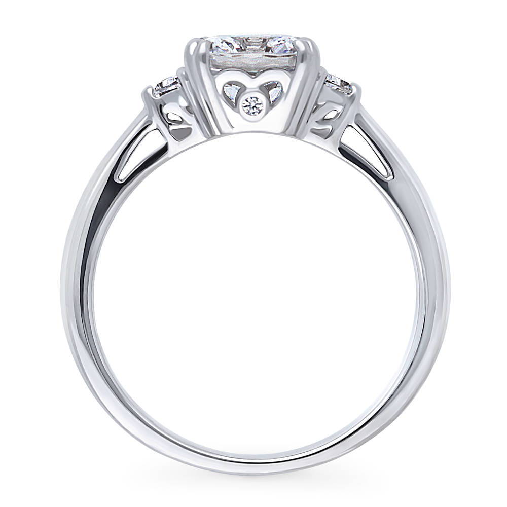 Alternate view of 3-Stone 2ct Cushion CZ Ring in Sterling Silver, 7 of 10