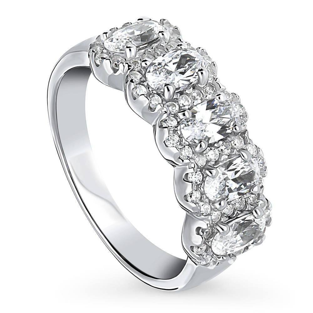 Front view of 5-Stone CZ Band in Sterling Silver, 4 of 10
