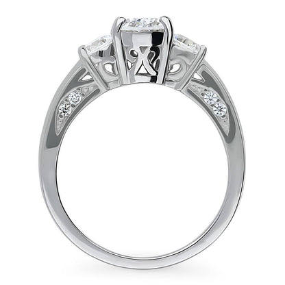 3-Stone 1.2ct Oval CZ Ring in Sterling Silver