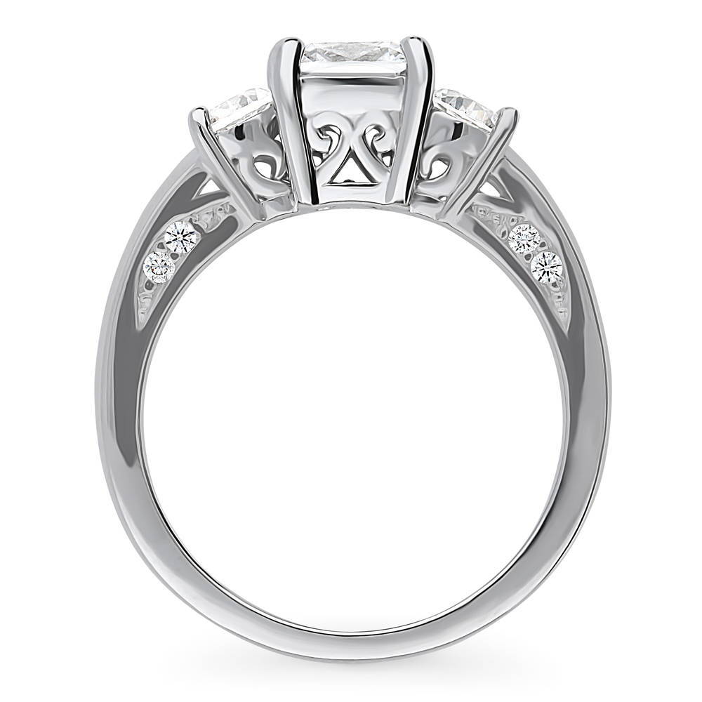 Alternate view of 3-Stone 1.5ct Cushion CZ Ring in Sterling Silver, 8 of 10