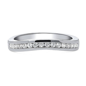 Channel Set CZ Curved Half Eternity Ring in Sterling Silver