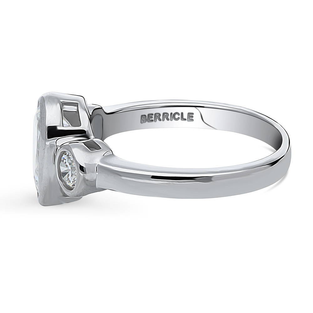 Angle view of 3-Stone 1.3ct Pear CZ Ring in Sterling Silver, 5 of 10