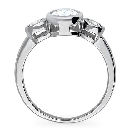 3-Stone 1.3ct Pear CZ Ring in Sterling Silver