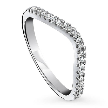 Wishbone CZ Eternity Ring in Sterling Silver