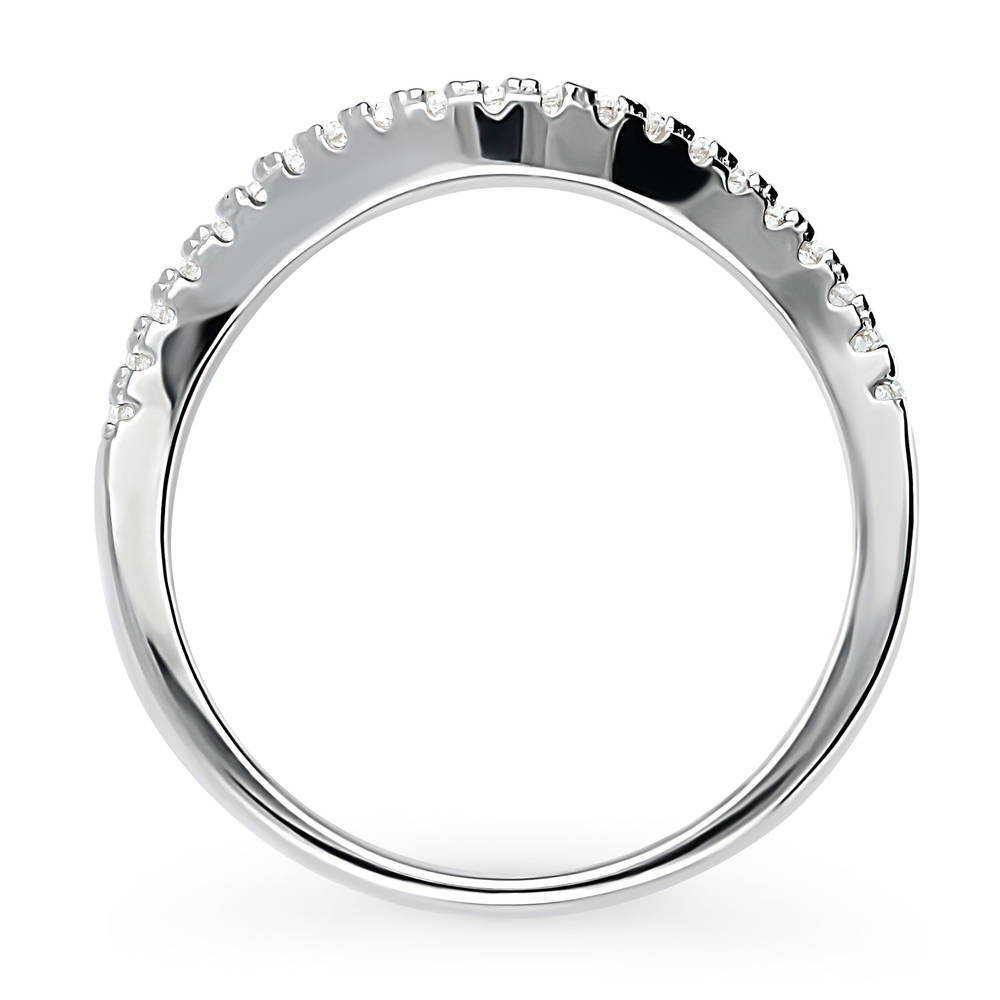 Wishbone CZ Curved Half Eternity Ring in Sterling Silver, alternate view