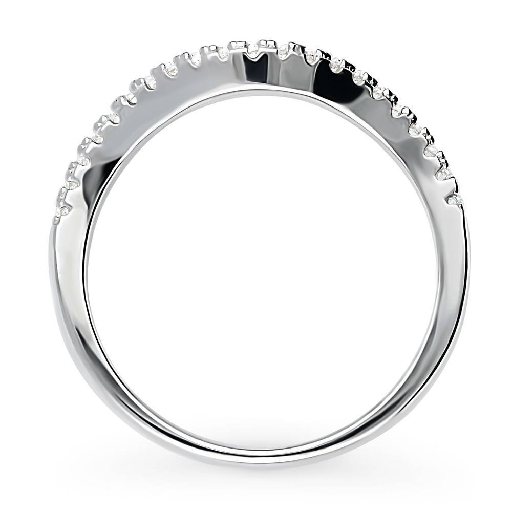Wishbone CZ Eternity Ring in Sterling Silver
