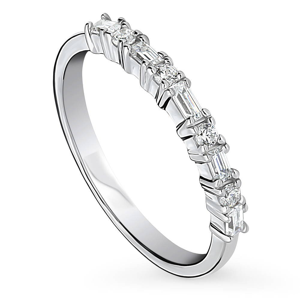 Front view of Art Deco CZ Eternity Ring in Sterling Silver, 4 of 13
