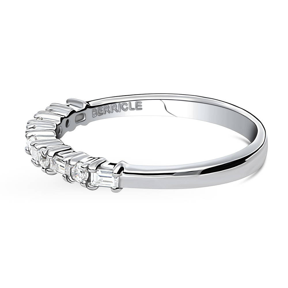 Angle view of Art Deco CZ Half Eternity Ring in Sterling Silver, 4 of 10