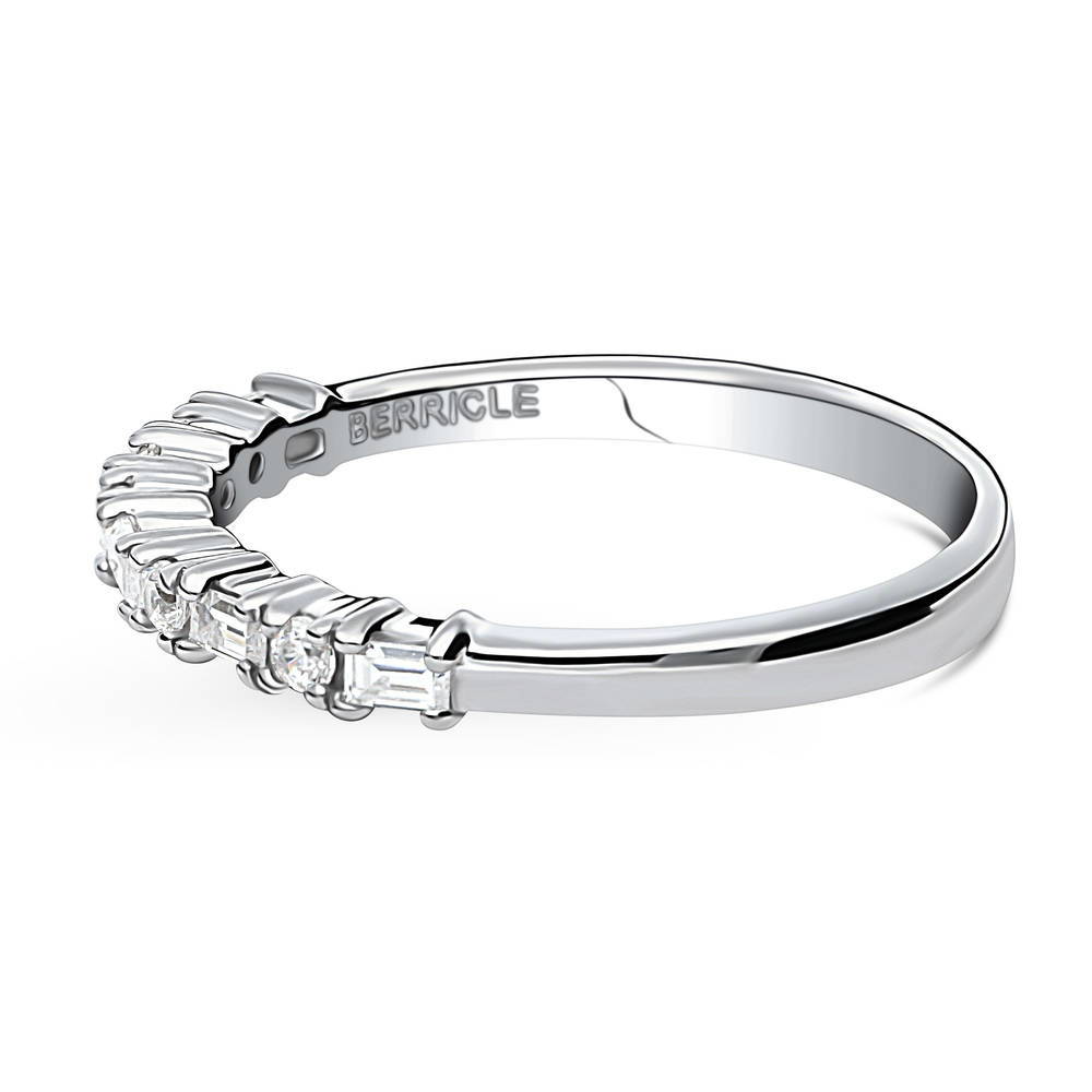 Angle view of Art Deco CZ Eternity Ring in Sterling Silver, 5 of 13