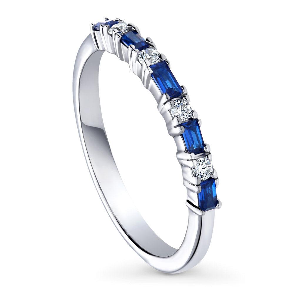 Silver Art Deco Cubic Zirconia CZ Wedding Half Eternity Ring