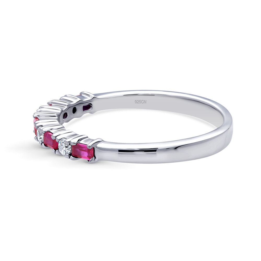 Angle view of Art Deco CZ Half Eternity Ring in Sterling Silver