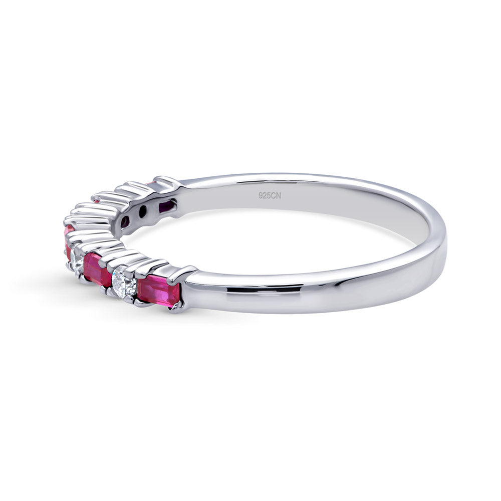 Angle view of Art Deco CZ Eternity Ring in Sterling Silver, 5 of 12