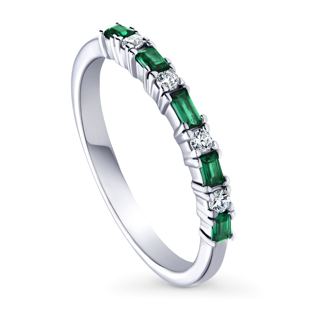 Front view of Art Deco CZ Half Eternity Ring in Sterling Silver, 4 of 10