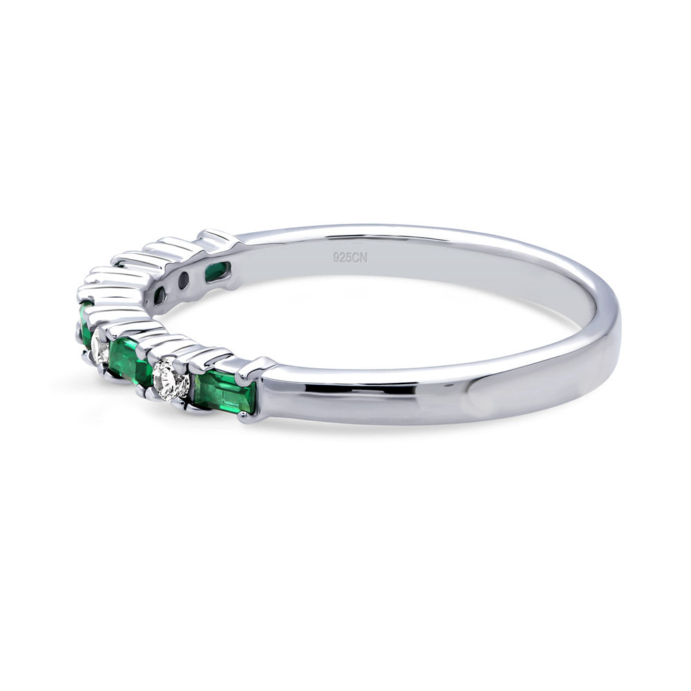 Angle view of Art Deco CZ Eternity Ring in Sterling Silver, 5 of 11