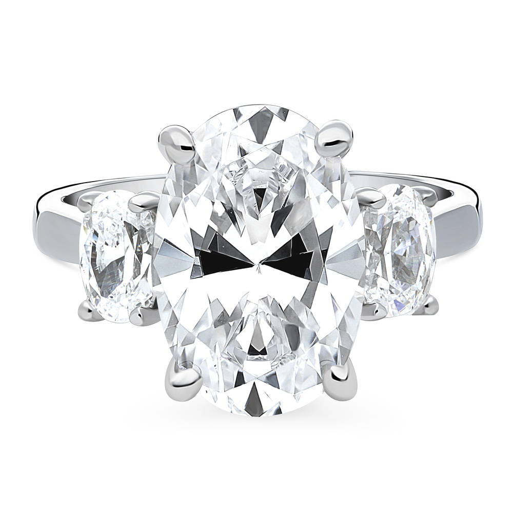 3-Stone Oval CZ Statement Ring in Sterling Silver