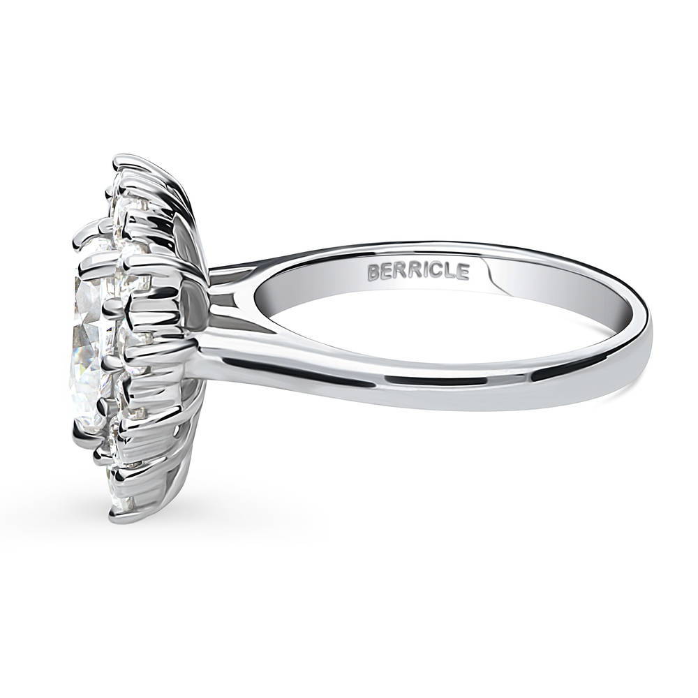 Halo Pear Cut CZ Ring in Sterling Silver