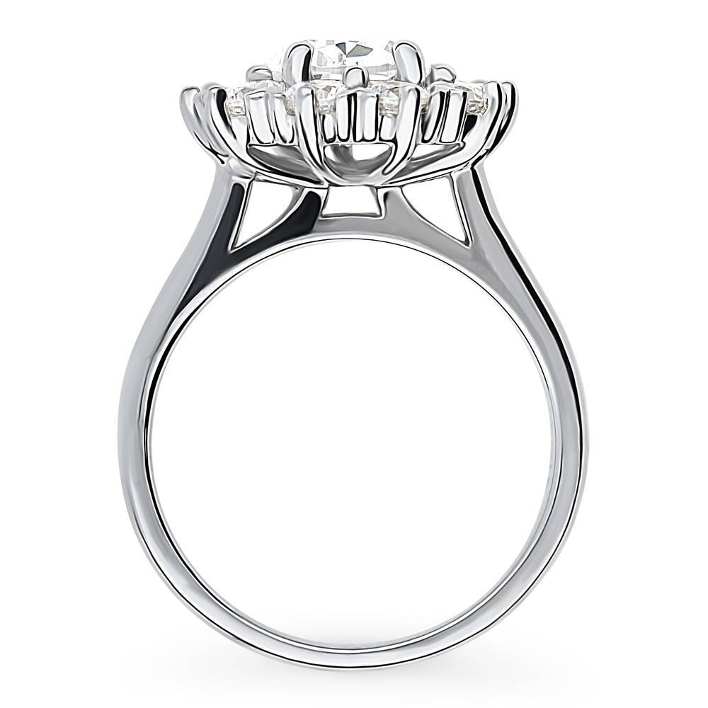 Alternate view of Halo Pear Cut CZ Ring in Sterling Silver, 8 of 13