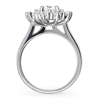 Halo Pear Cut CZ Ring in Sterling Silver