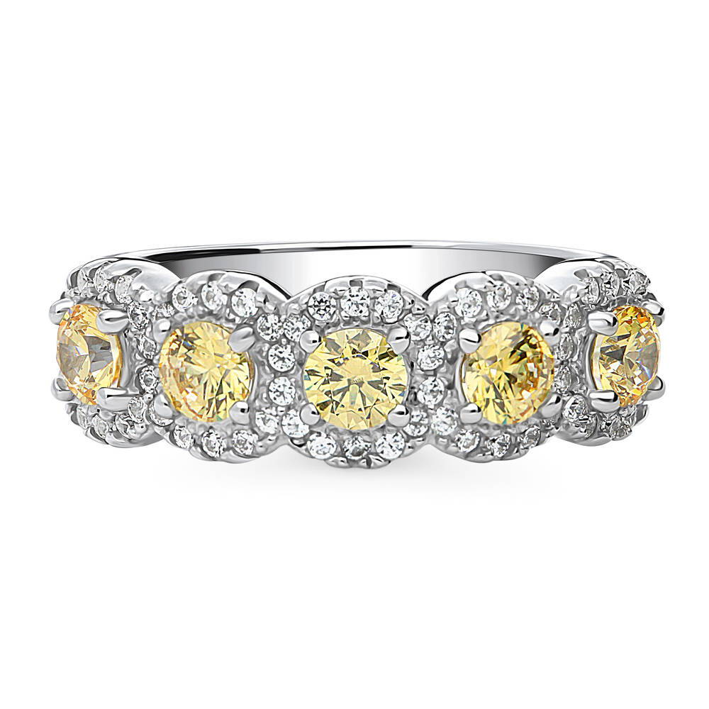 5-Stone Yellow CZ Ring in Sterling Silver