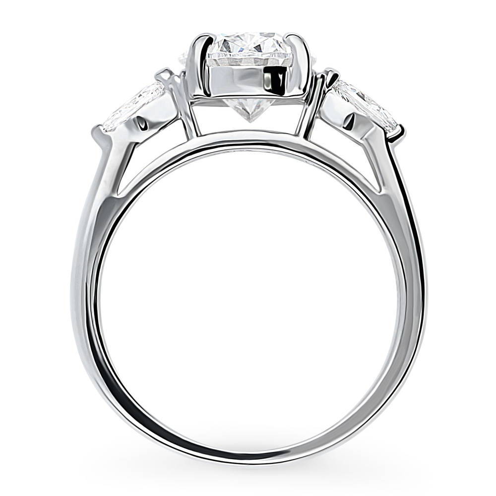 Alternate view of 3-Stone 2.5ct Oval CZ Ring in Sterling Silver, 8 of 9