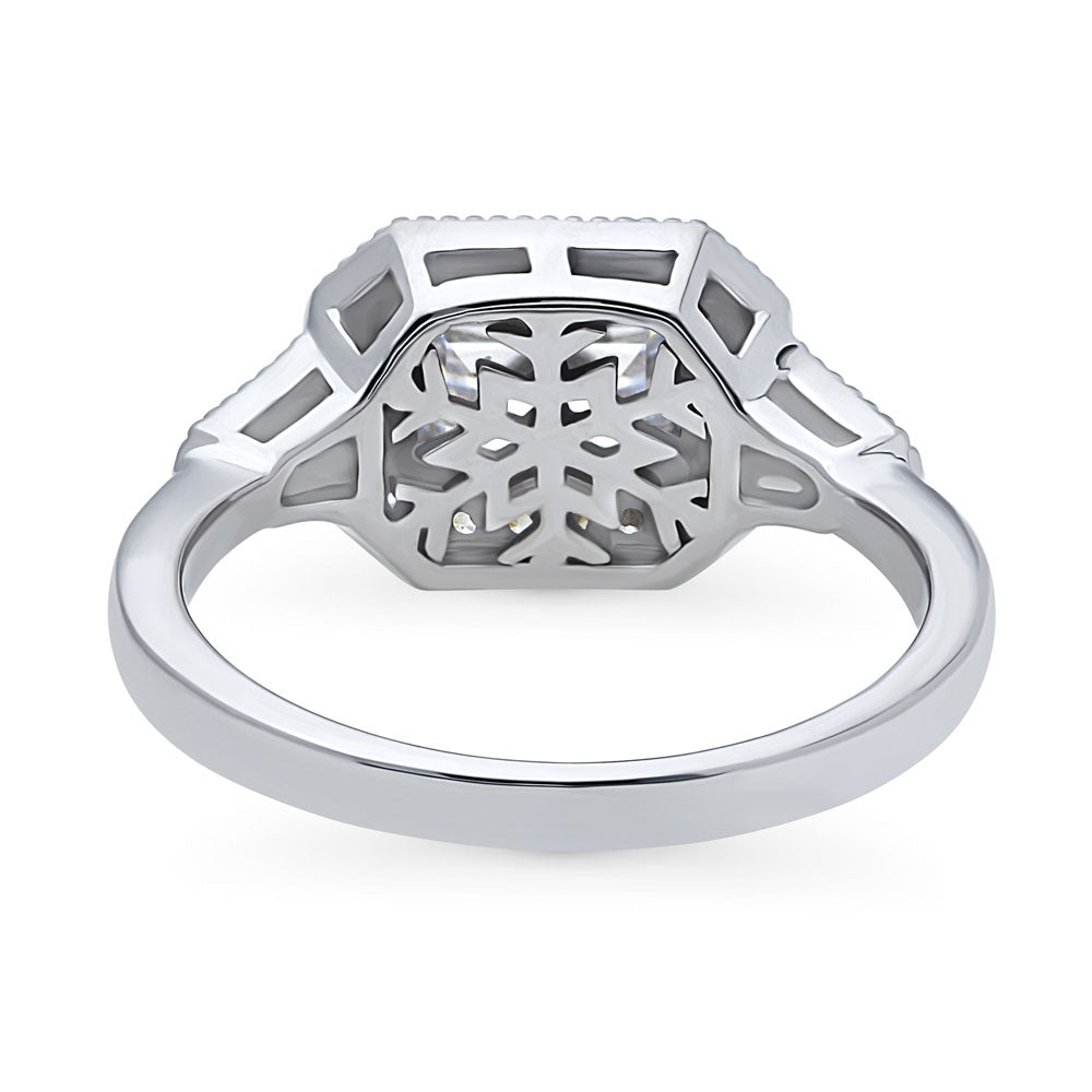 Side view of Halo East-West Art Deco Milgrain CZ Ring in Sterling Silver, 7 of 10