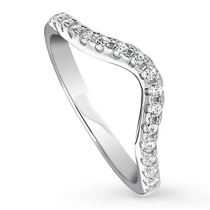 Wishbone CZ Eternity Ring in Sterling Silver