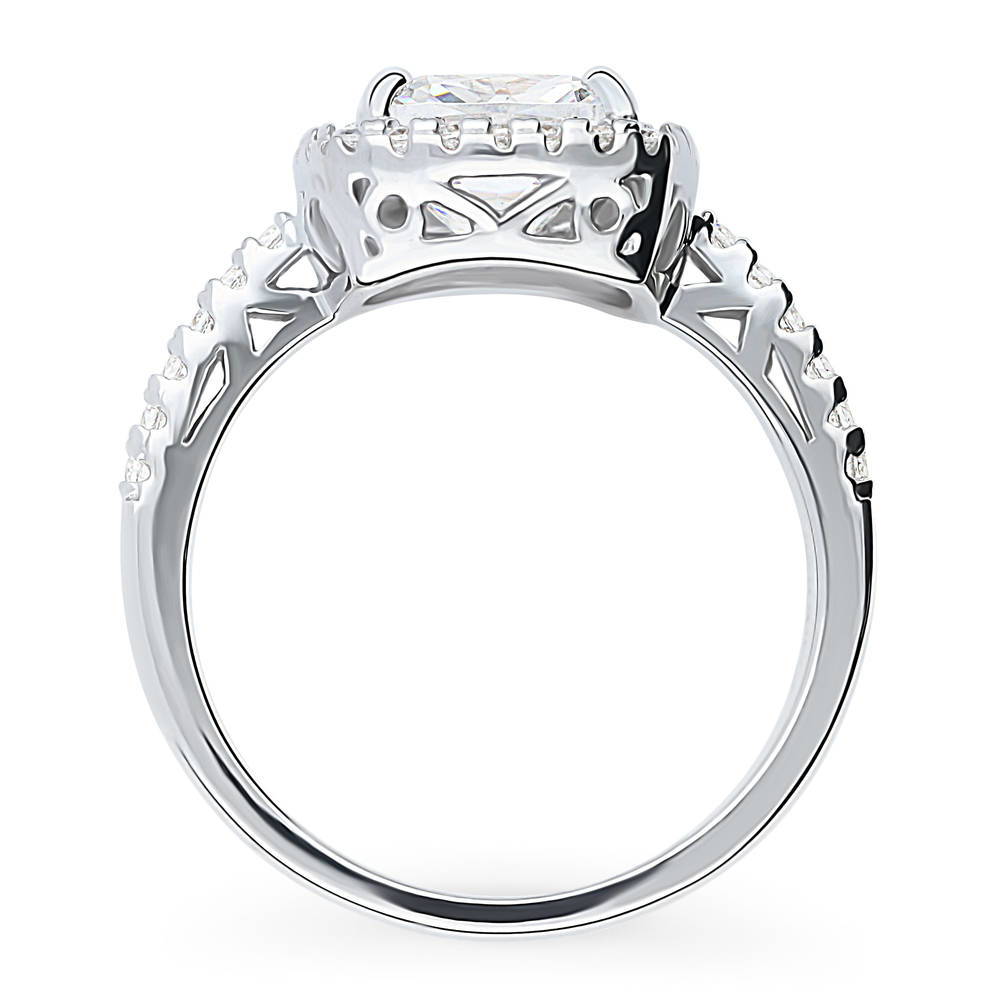 Alternate view of Halo Cushion CZ Ring in Sterling Silver, 7 of 9