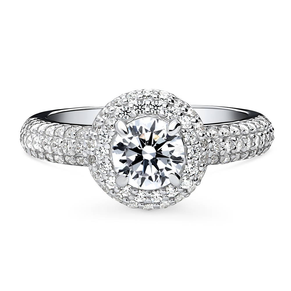 Halo CZ Ring in Sterling Silver, 1 of 9