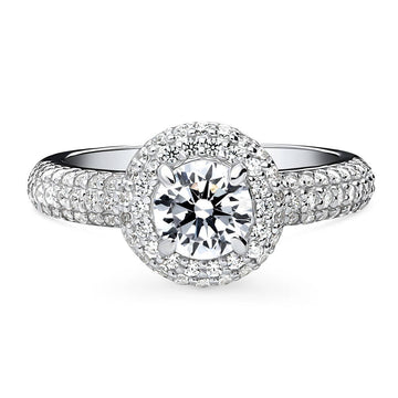 Halo Round CZ Ring in Sterling Silver