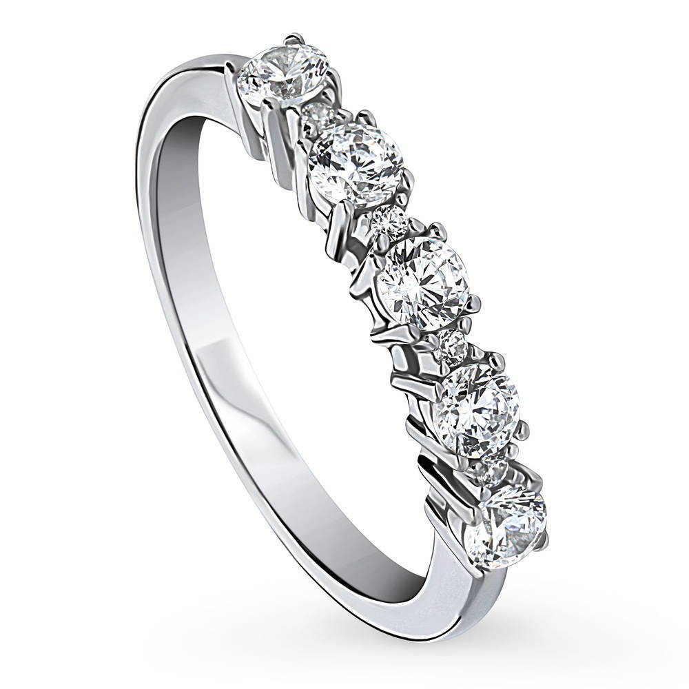 Front view of 5-Stone CZ Ring in Sterling Silver, 4 of 9