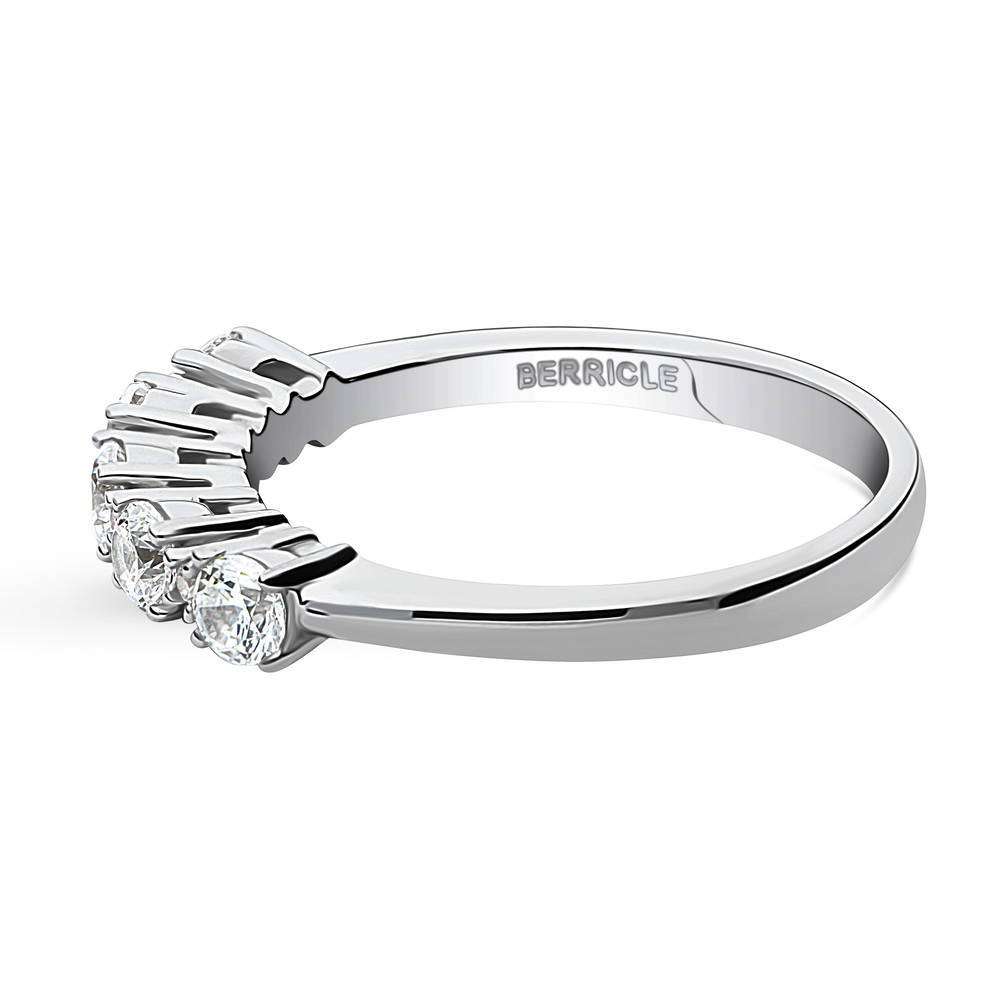 Angle view of 5-Stone CZ Ring in Sterling Silver, 5 of 9