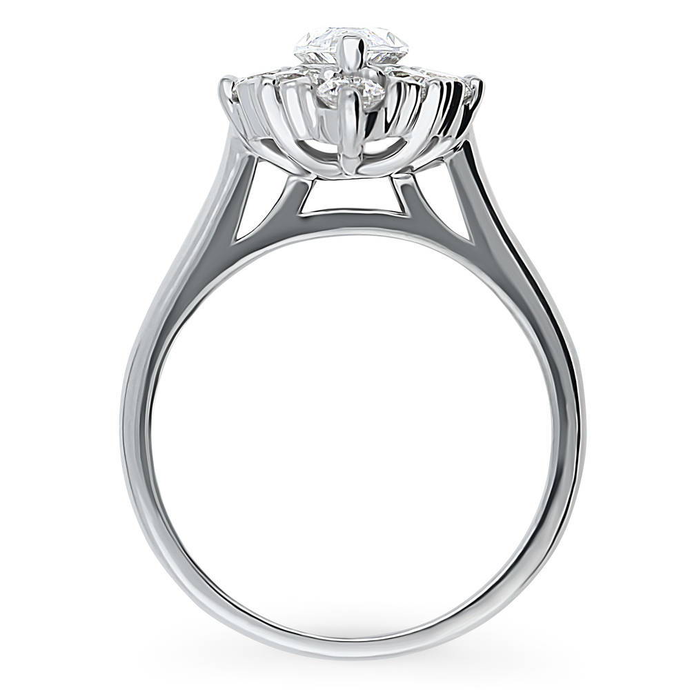 Navette Halo Art Deco CZ Ring in Sterling Silver